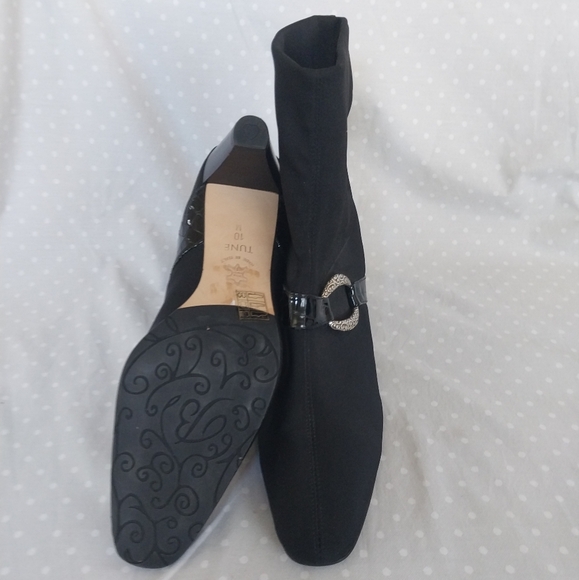 Brighton Tune Black Made in Italy Heeled Pull On Stretch Boots - Picture 8 of 10